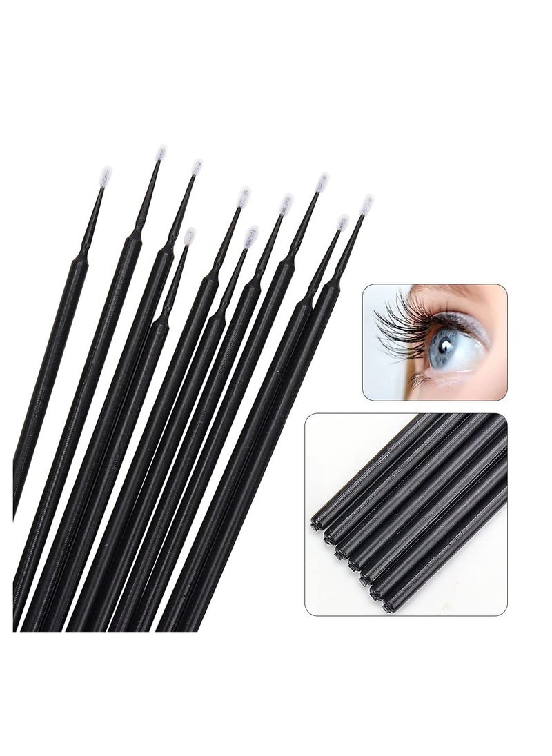 400 PCS Micro Applicator Brushes Disposable Eyelash Extension Microswab Mascara Wands Brush For Lash Remover Brush Tools Black(head diameter 1.5mm)