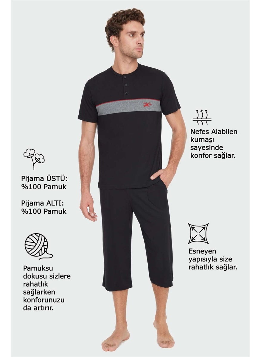 - Men's Black Capri Set