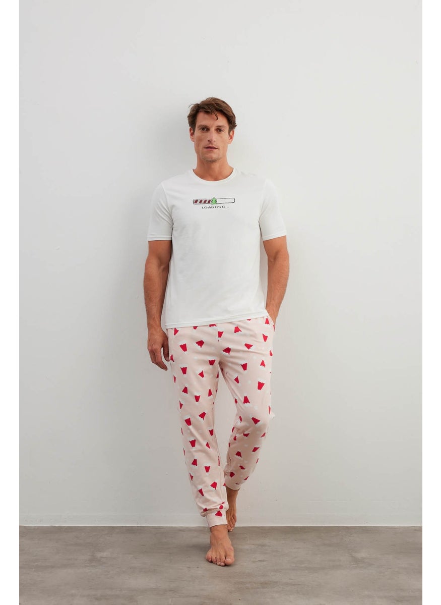 Men's Cotton Short Sleeve Long Pajama Set