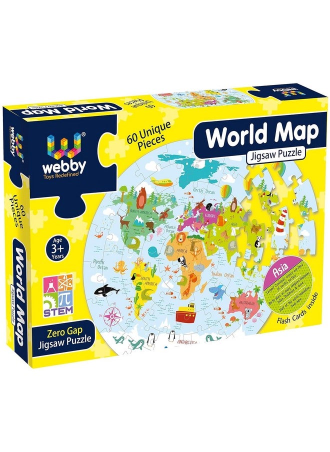 Combo Of Amazing Solar System | India Map | World Map Jigsaw Floor Puzzle | 60 Pcs With 4 Double Sided Flashcards With Each Puzzle (Set Of 3)