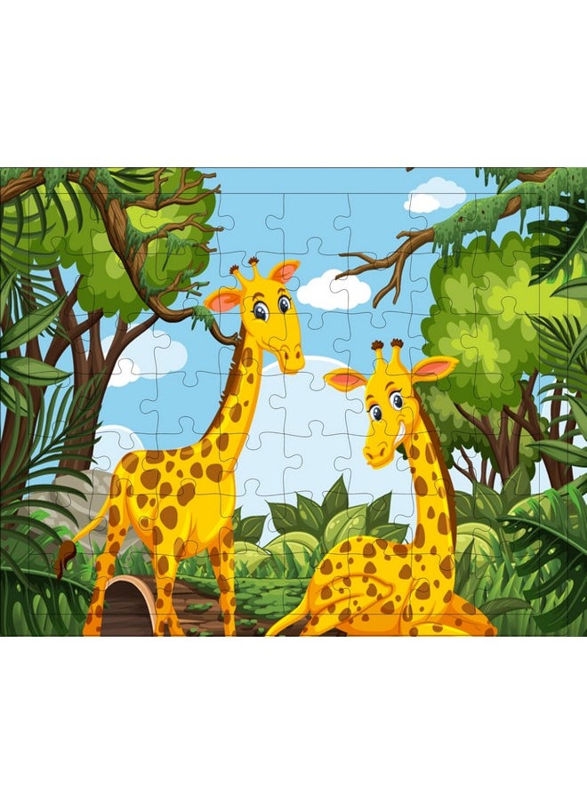 54 Pcs Wood Jigsaw Puzzles For Kids & Children Age 6+ Animal World And Sea World (Animals Pack Of 4)