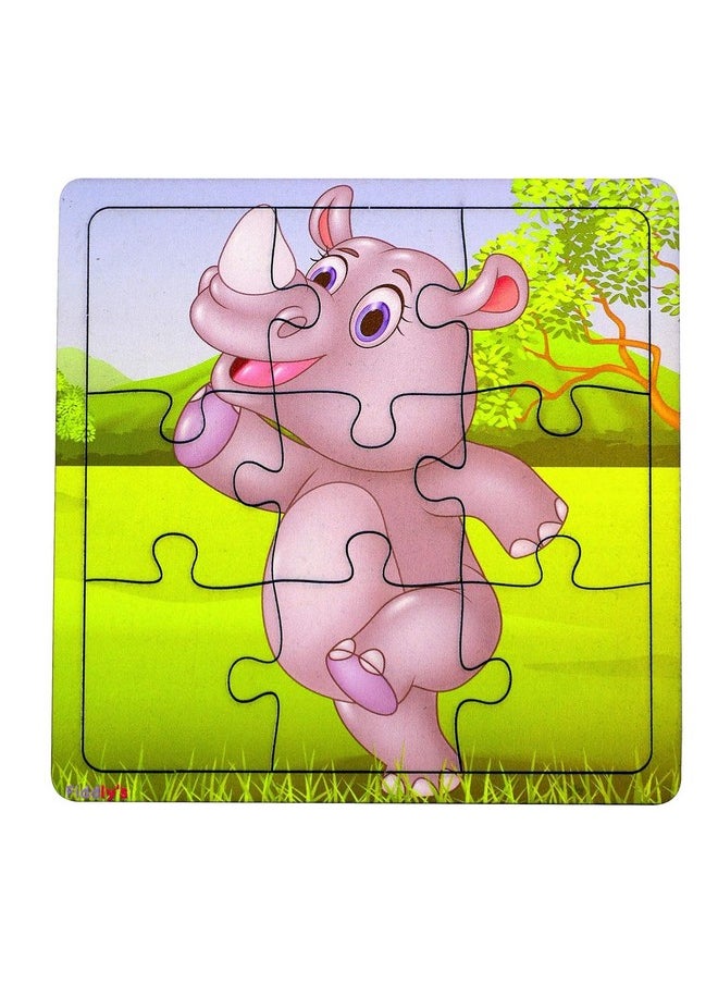 Kid'S Wooden Jigsaw Puzzle Games For Children & Kids Paperless Puzzle - 9 Pieces (Pack Of 4) Age 3+