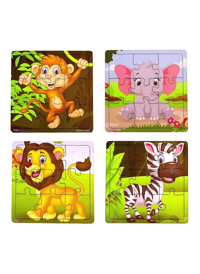 Kid'S Wooden Jigsaw Puzzle Games For Children & Kids Paperless Puzzle - 9 Pieces (Pack Of 4) Age 3+