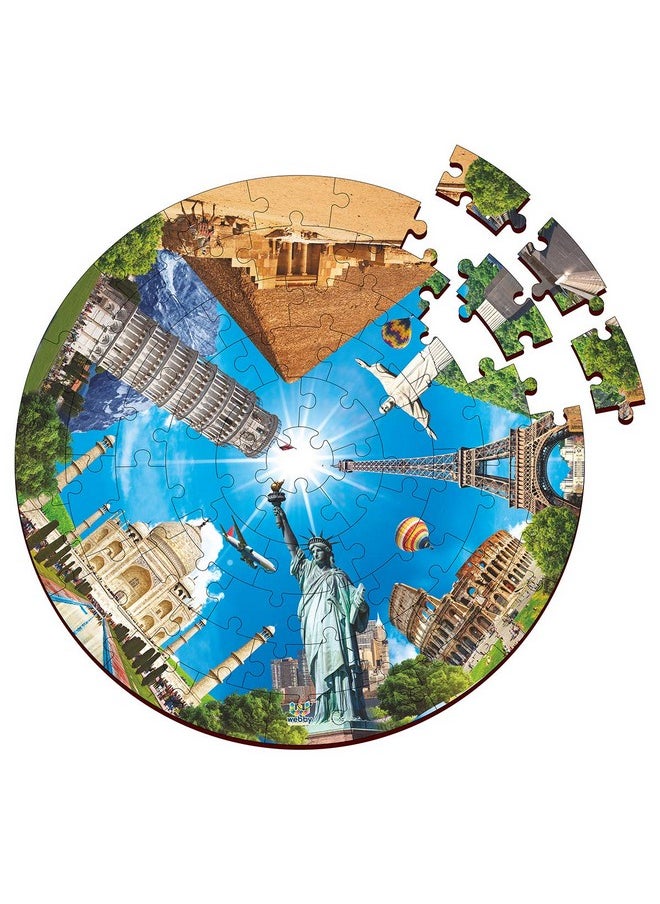 Wooden Seven Wonders Of The World Jigsaw Puzzle, 60 Pcs, Multicolor