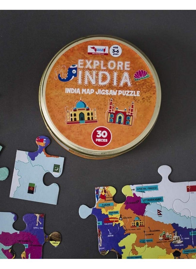 India Map Jigsaw Puzzle For Kids 30 Pieces - 5 Pcs Combo Pack For Birthday Return Gifts - Reversible Puzzle With States, Educational Toy For 2-7 Years