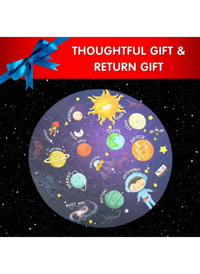 Solar System Puzzle 42 Pcs - Glow In The Dark - Educational Toy - Space Puzzles For Kids Ages 2-6 Year Old Boys Girls Return Gift Jigsaw Puzzles Of Planets, Universe (Single Pack)