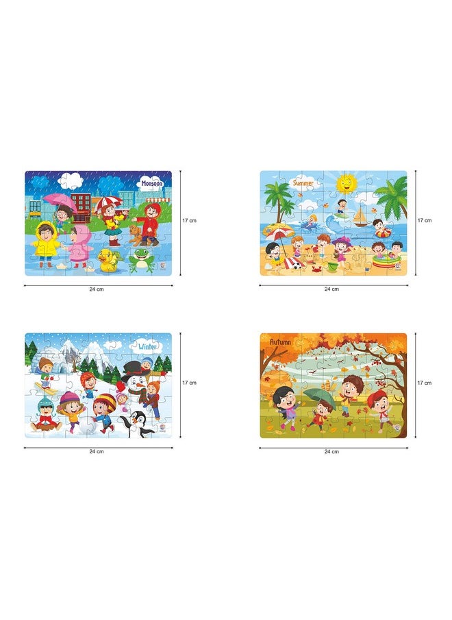 4 In 1 Indian Seasons Jigsaw Puzzle For Kids - Set Of 4 | 35-Piece Puzzles | Educational Toy For Cognitive Development | Vibrant Colors | Puzzle Guide Included | Ages 3 And Up