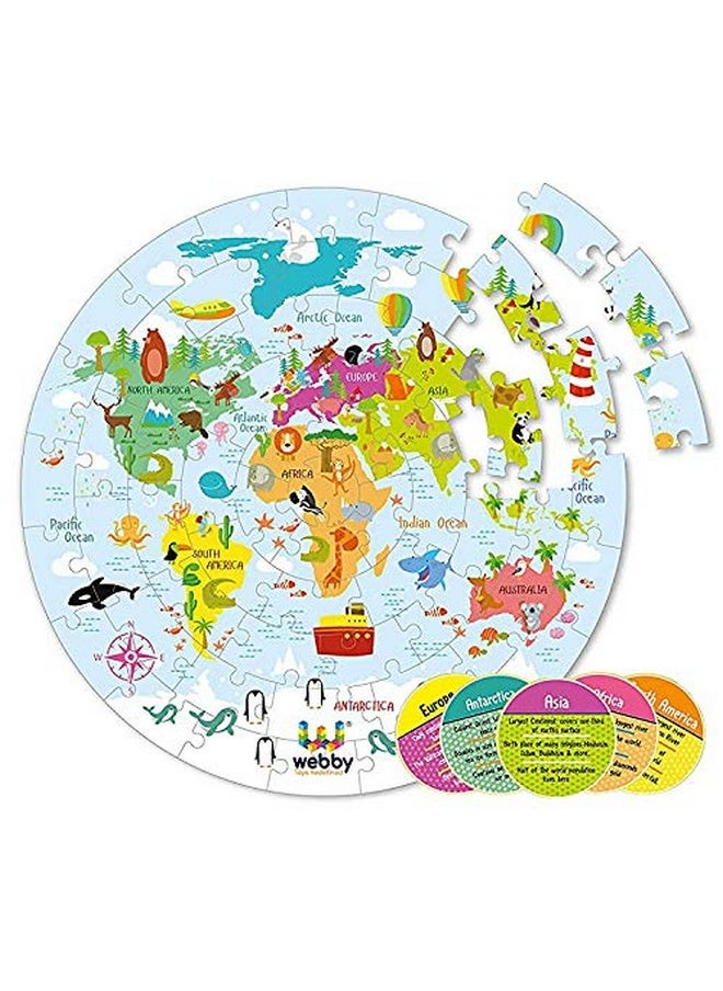 Amazing World Map Jigsaw Floor Puzzle 60 Pcs With 4 Double Sided Flashcards