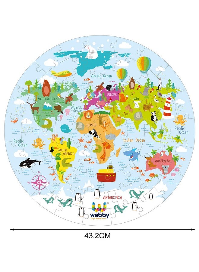 Amazing World Map Jigsaw Floor Puzzle 60 Pcs With 4 Double Sided Flashcards