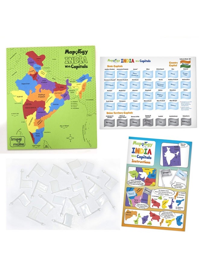 : Mapology India And World Maps With Capitals - Learn Capitals And Country Flags - Educational Toy For Kids Above 5 Years, Multicolor