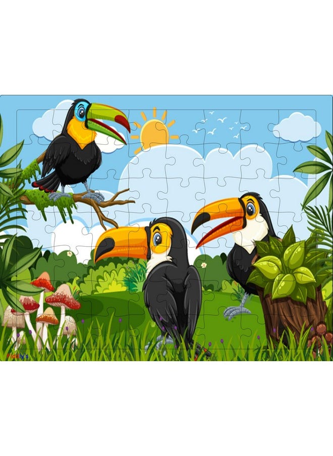 54 Pcs Wood Jigsaw Puzzles For Kids & Children Age 6+ Animal World And Sea World (Birds Pack Of 3)