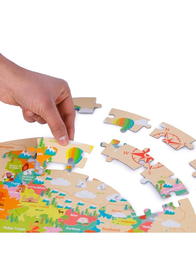 Amazing India Map Jigsaw Floor Puzzle 60 Pcs With 4 Double Sided Flashcards