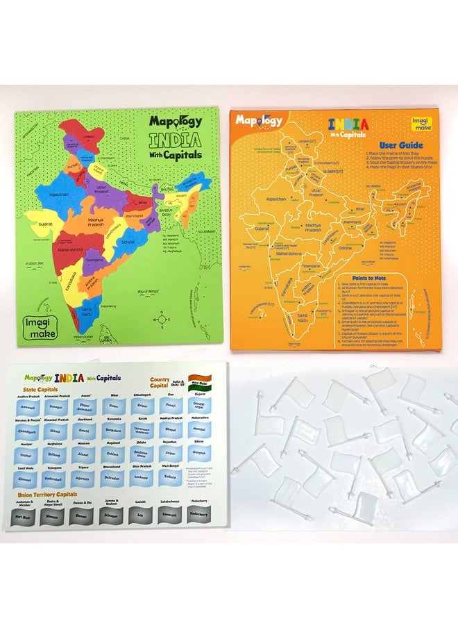 Mapology India With State Capitals - Educational Toy And Learning Aid For Boys And Girls - India Map Puzzle - Jigsaw Puzzle, 25 Pieces, Kids