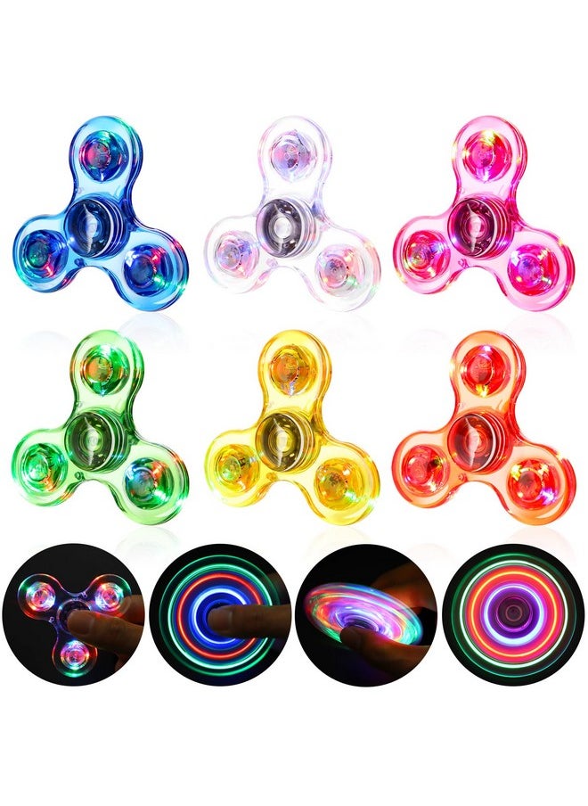 Fidget Spinners 6 Pcs, Christmas Party Favors Led Light Up Fidget Spinners Bulk, Christmas Stocking Suffers Goodie Bag Stuffers, Glow In The Dark Party Supplies, Birthday Prizes Return Gifts