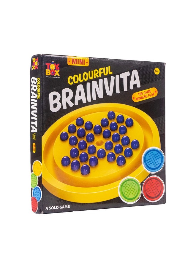 Colourful Brainvita Mini Mind Challenging Board Game With 32 Marbles | Marble Solitaire | Suitable For Ages 5 Years And Above