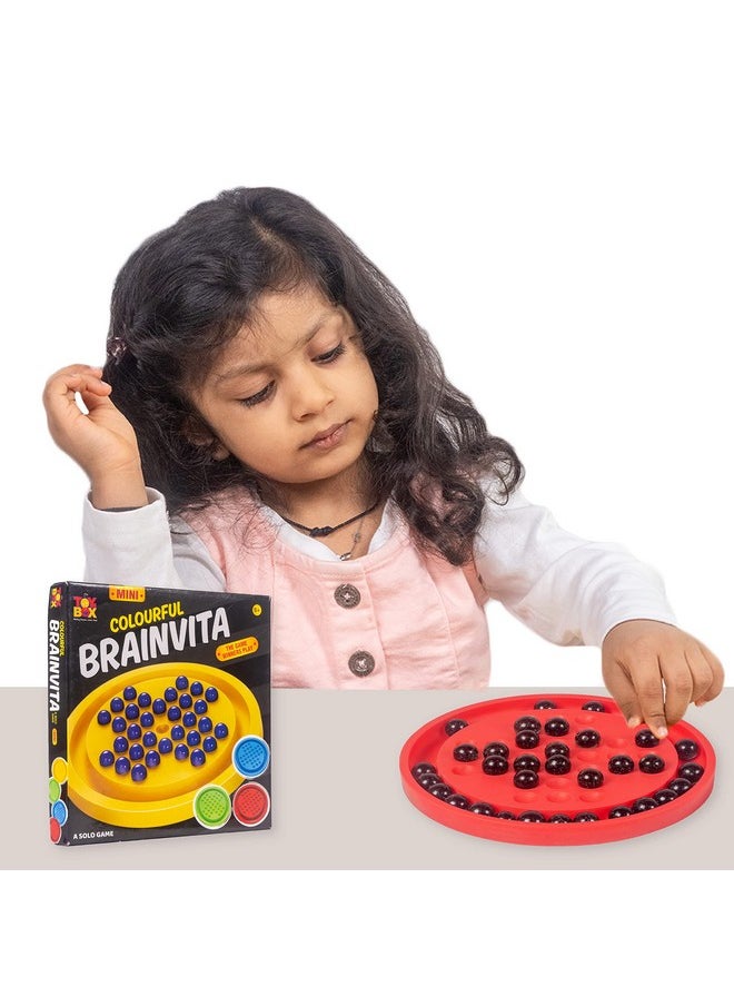 Colourful Brainvita Mini Mind Challenging Board Game With 32 Marbles | Marble Solitaire | Suitable For Ages 5 Years And Above