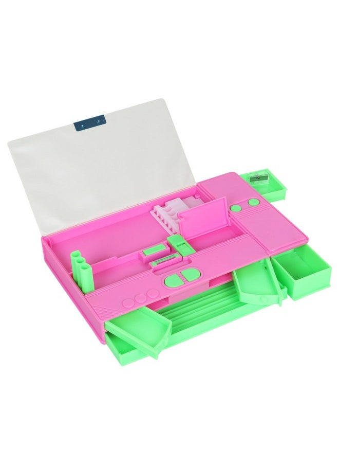 Kid Multifunction Jumbo Pencil Box/Pencil Case For Girls & Boys Birthday Return Gifts (Pink)