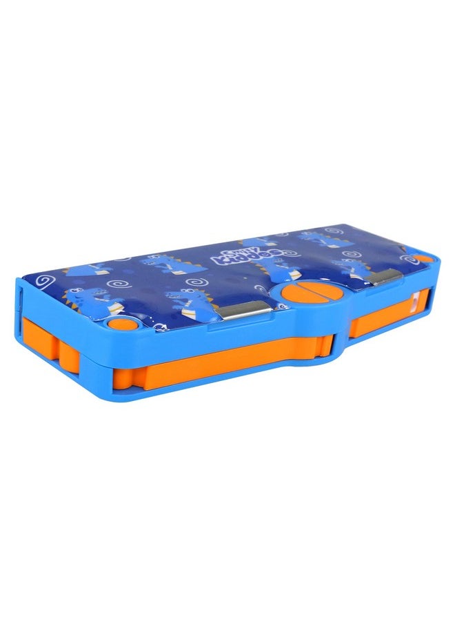 Multi Functional Pop Out Metal Pencil Box For Kids Stationery For Children - Dino Theme - Blue