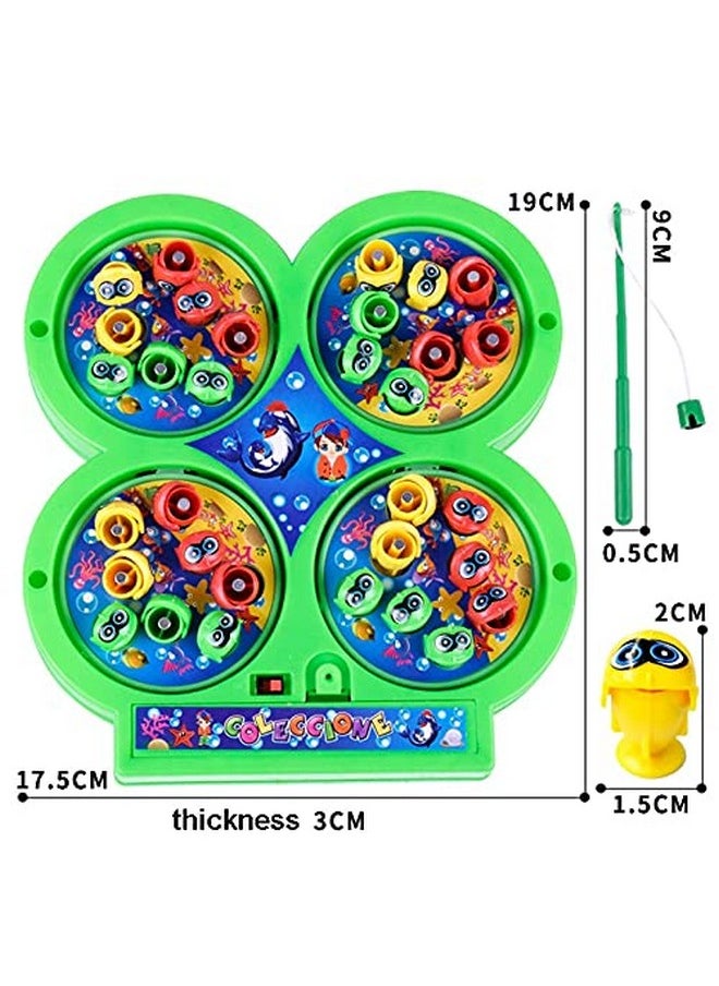 Musical Fish Catching Game Toy Set With 4 Rotating Fish Ponds On Board | Includes 32 Fishes And 4 Magnetic Fishing Poles | 1-4 Players Game | Durable Gift For Kids - Multicolor