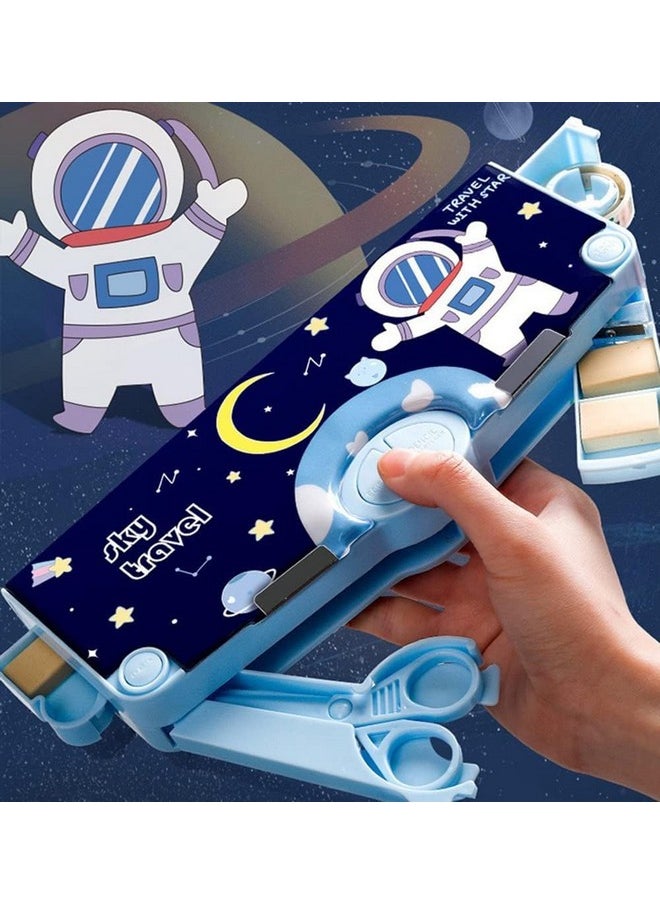 Plastic Astronaut Multifunctional Pencil Box For Kids,Space Theme Pencil Case,Magnetic Pencil Box,Pop Up Pencil Box With Buttons,Space Theme Return Gifts For Kids,Boys&Girls,Multicolor