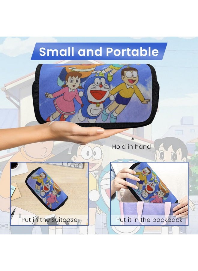 ® Doraemon Pencil Case, Anime Pencil Bag, Cartoon Prints Pen Pouch, Large Capacity Pu Pencil Bag Stationery Organizer, Students Gift Children'S Day Gift School Gift (B)