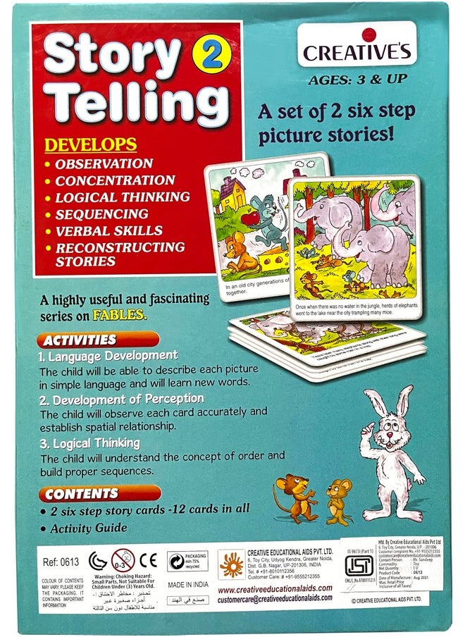 Story Telling - 2 | Story Cards | Learning & Educational | Story Telling Series | Pre-School Story Telling Cards | The Lion And The Rabbit’ & The Elephant And The Mice| Ages 3 & Up