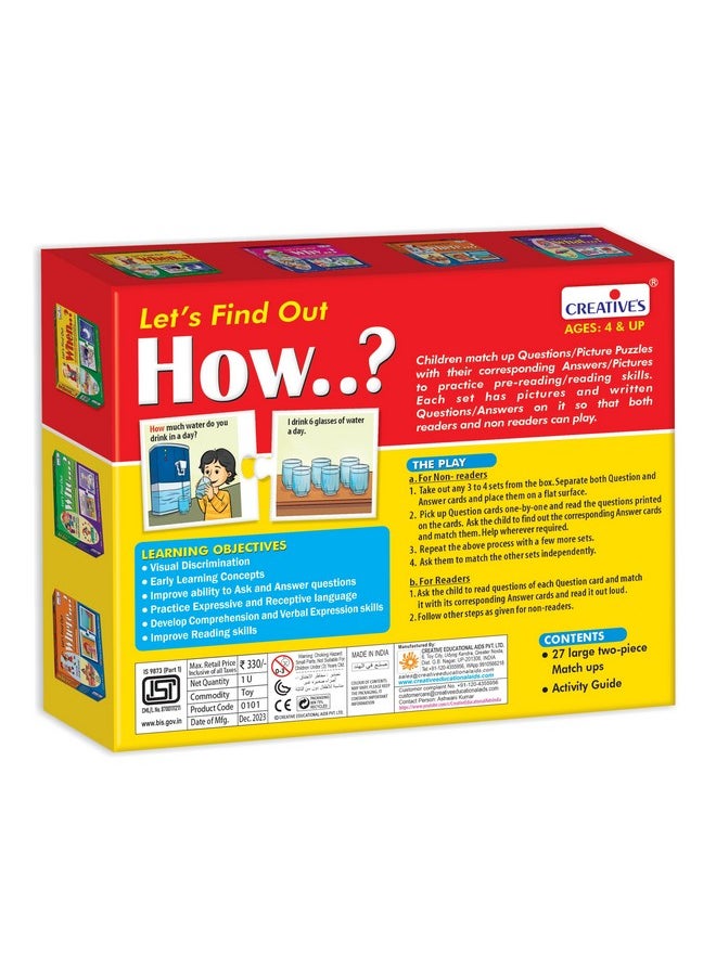 Let'S Find Out-How | Wh Question Series | Self-Correcting Match Ups Game | How Is The Part Of What, When, Where, Why, Who Series | Game For Ages 4 & Above