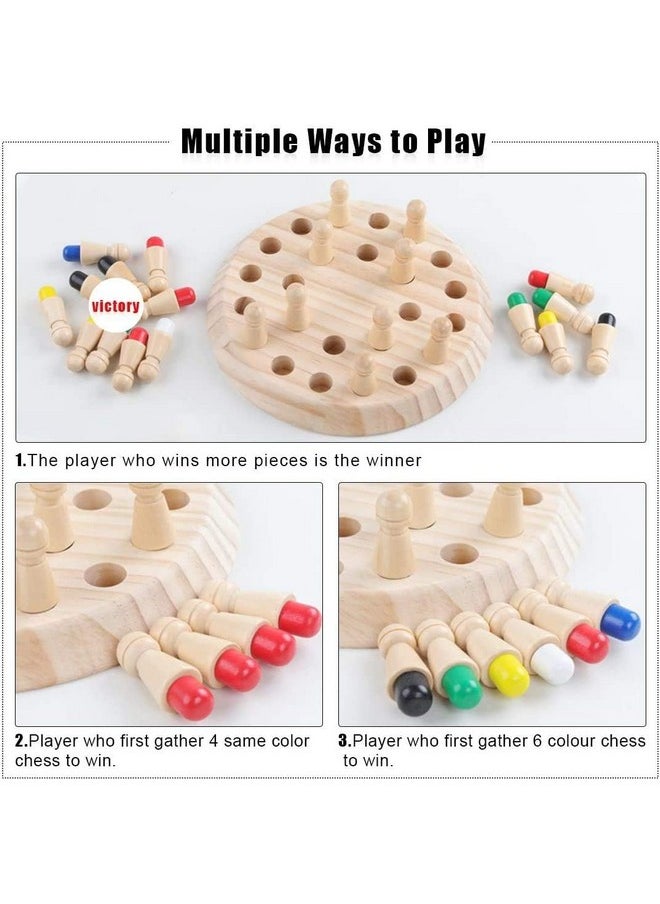 Wooden Memory Chess Color Matching Game Multi Player Family Board Games For Kids And Adults, Learning Educational Toy For Toddler 3 4 5 6 7 8+ Year Old, Birthday Gift For Boy Girl