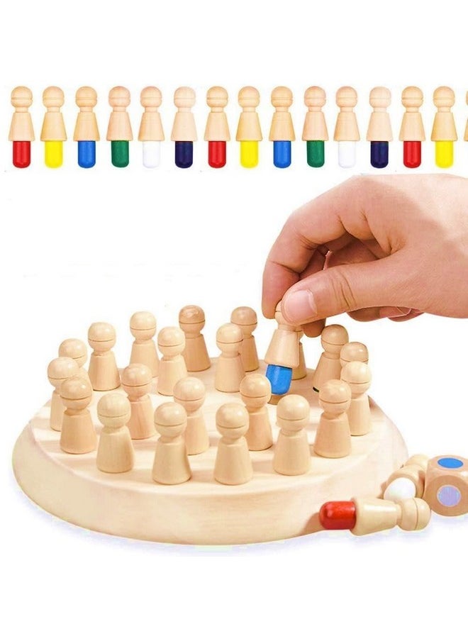 Wooden Memory Chess Color Matching Game Multi Player Family Board Games For Kids And Adults, Learning Educational Toy For Toddler 3 4 5 6 7 8+ Year Old, Birthday Gift For Boy Girl