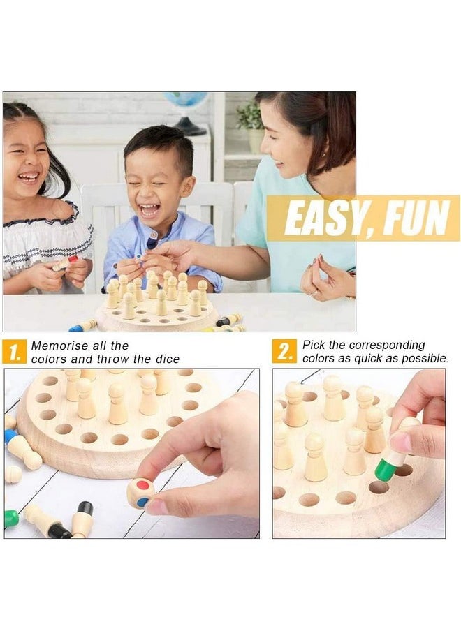 Wooden Memory Chess Color Matching Game Multi Player Family Board Games For Kids And Adults, Learning Educational Toy For Toddler 3 4 5 6 7 8+ Year Old, Birthday Gift For Boy Girl