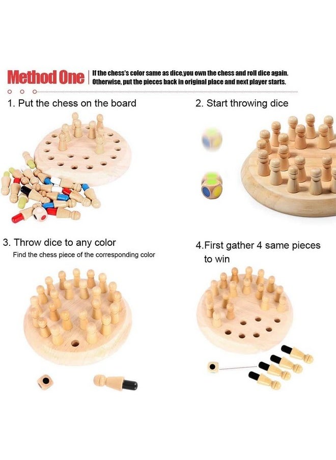 Wooden Memory Chess Color Matching Game Multi Player Family Board Games For Kids And Adults, Learning Educational Toy For Toddler 3 4 5 6 7 8+ Year Old, Birthday Gift For Boy Girl