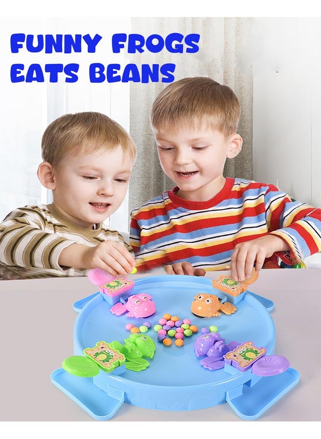 Hungry Frogs Eating Beans - Feeding Board Game Toy For Kids With 32 Beads - Fun Game, Press The Handle And Make Hungry Frogs Swallow Beads - Color As Per Stock (4 Player)