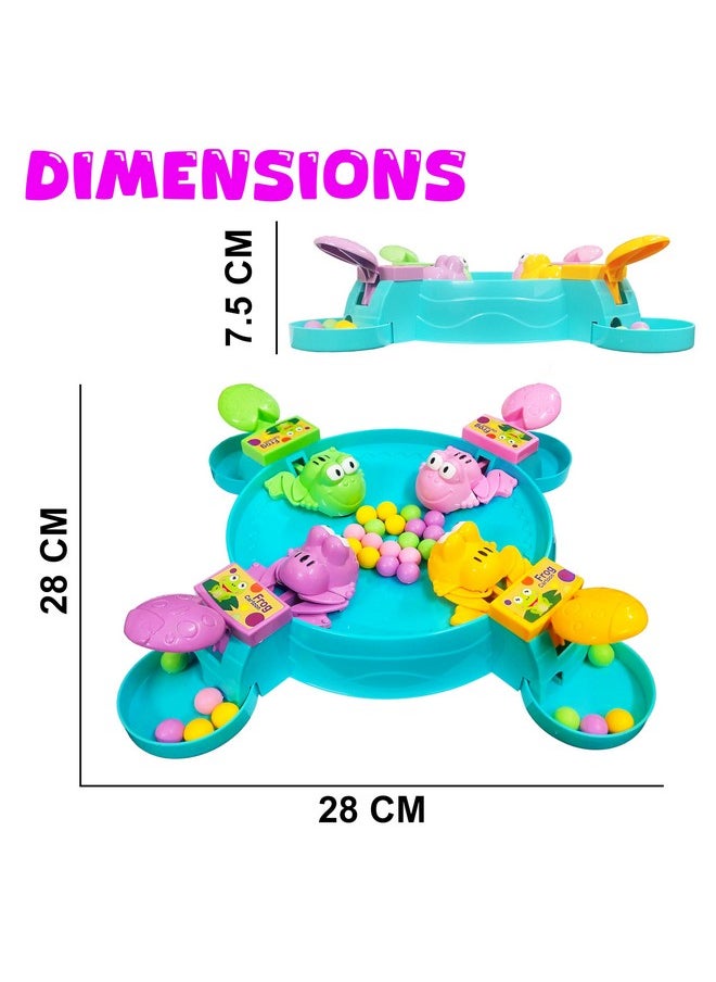 Hungry Frogs Eating Beans - Feeding Board Game Toy For Kids With 32 Beads - Fun Game, Press The Handle And Make Hungry Frogs Swallow Beads - Color As Per Stock (4 Player)