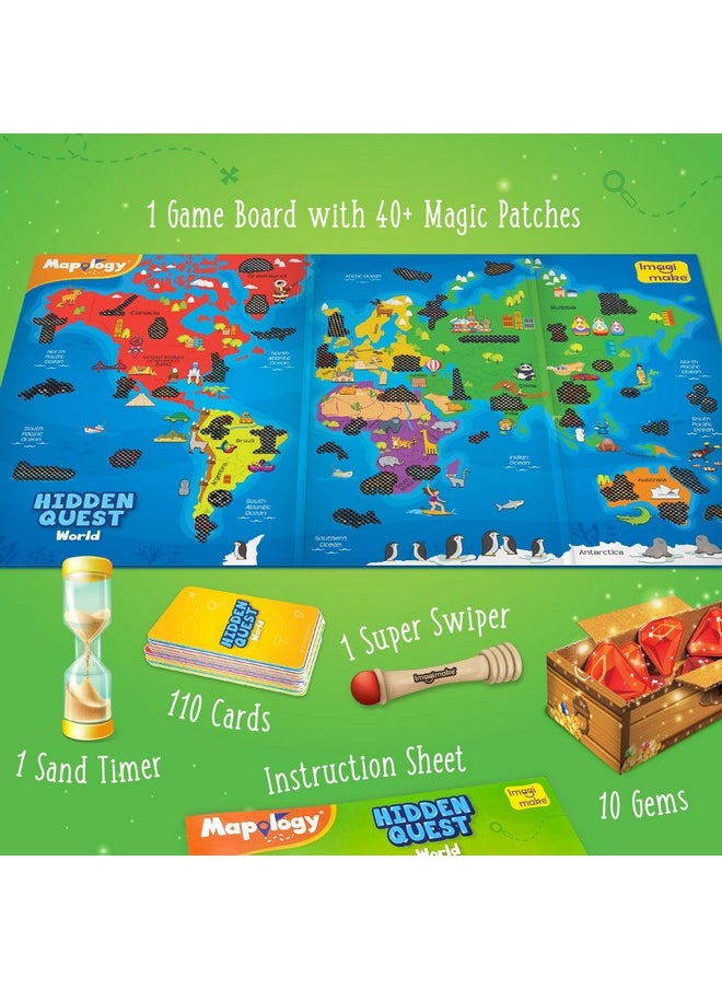 Mapology Hidden Quest World Map Board Games For Kids | Magical Swipe & Reveal | Educational Toys For Kids 5 Years | Kids Toys For Boys & Girls | Card Games | Birthday Gift For Girls & Boys