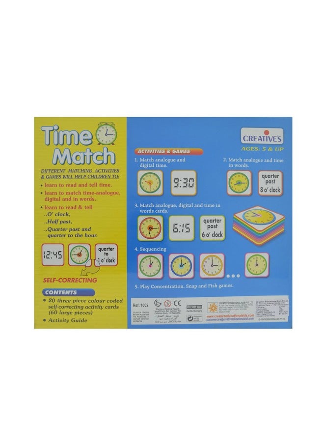 Creative Educational Aids P. Ltd. - Cre1062 Time Match Card Game (Multi-Color)