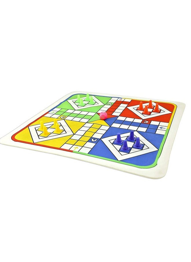 ® Multicolored 2 In 1 Snakes & Ladders Ludo Foldable Mat Board Game For 3+ Years Kids/Adults, 16 Tokens And 1 Dice