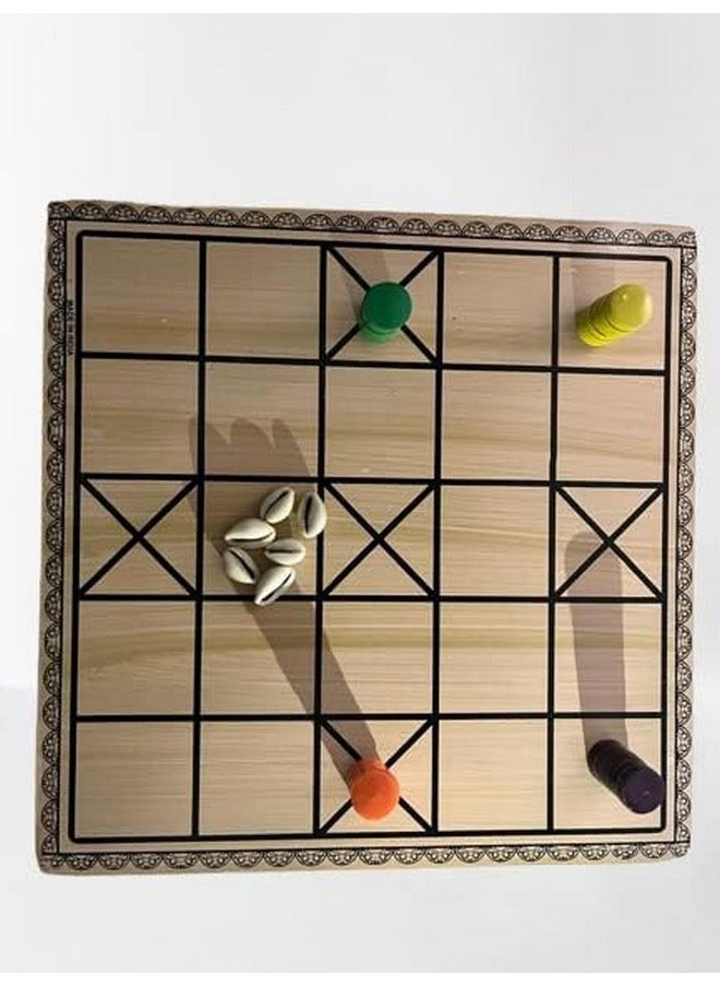 Adult Wooden Chathuranga/Pagade Board Set/India Traditional Game/Board Games (7 And 5 Home)