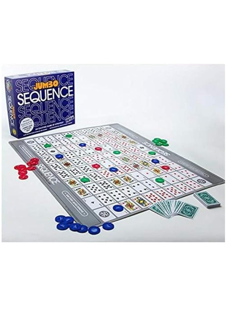 Jumbo Sequence Box Board Game Box Edition With Party Funny Toy - Family Game Deluxe Sequence Game Edition Sequence Game with Playing Chips Family Board Sequence Playing Cards Game