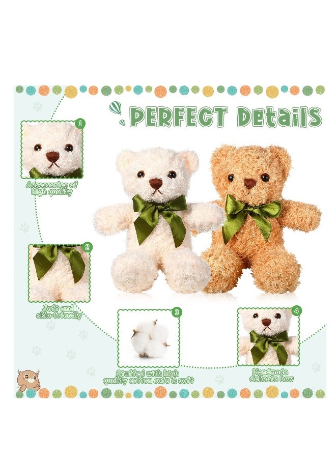 9Pcs Plush Bears Bulk, 10 Inch Small Plush Bear Stuffed Bears with Bow Tie Bear Toys for Birthday Baby Shower Party Favor Gift