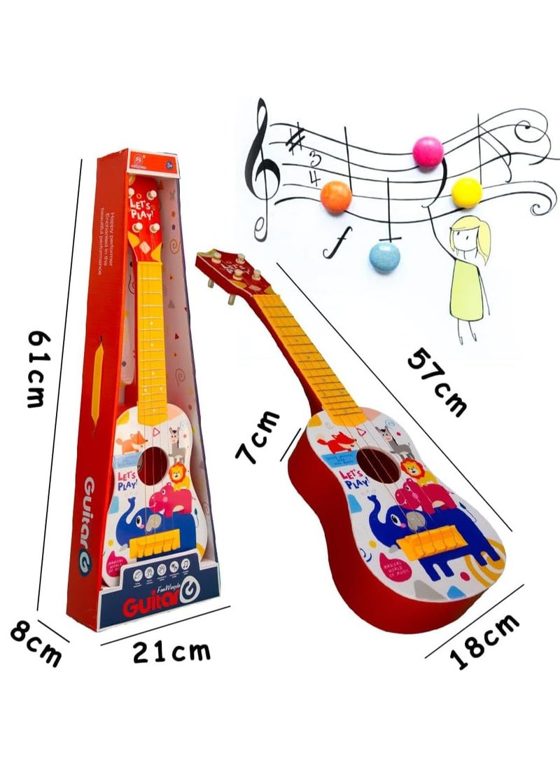 Kids Safari Guitar – Wooden Music Toy for Toddlers 3+ | Orange Musical Instrument for Early Learning, Creative Play & Fine Motor Skills Development