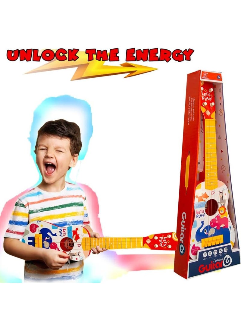 Kids Safari Guitar – Wooden Music Toy for Toddlers 3+ | Orange Musical Instrument for Early Learning, Creative Play & Fine Motor Skills Development