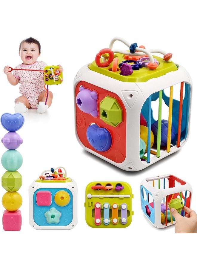 Montessori Toys 7 In 1 Baby Sensory Toys For Kids Educational Learning Shape Sorter Activity Stacking Toys Baby Shape Sorting Toys Interactive Toy Fine Motor Skill Developmental