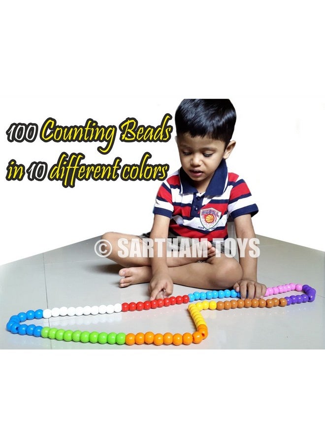 Counting Beads, Counting Toys For Kids, Age 3+, Multicolour, (100 Beads)