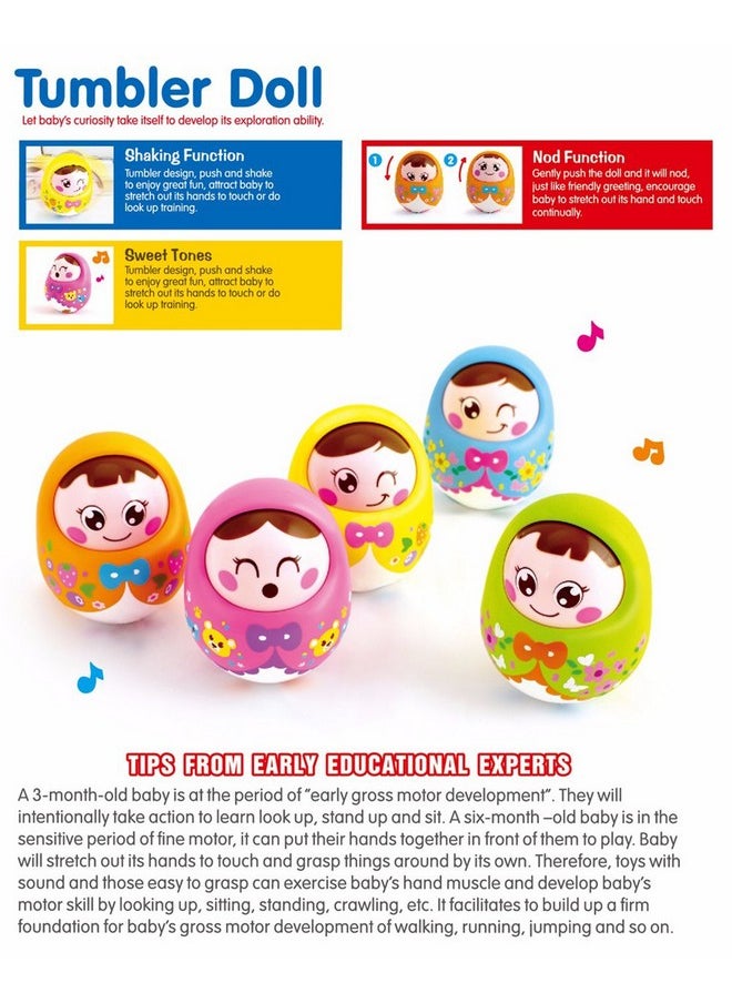 Baby Rattles Nodding Tumbler Doll Sweet Bell Music Roly-Poly Learning Education Toy (1 Pcs)