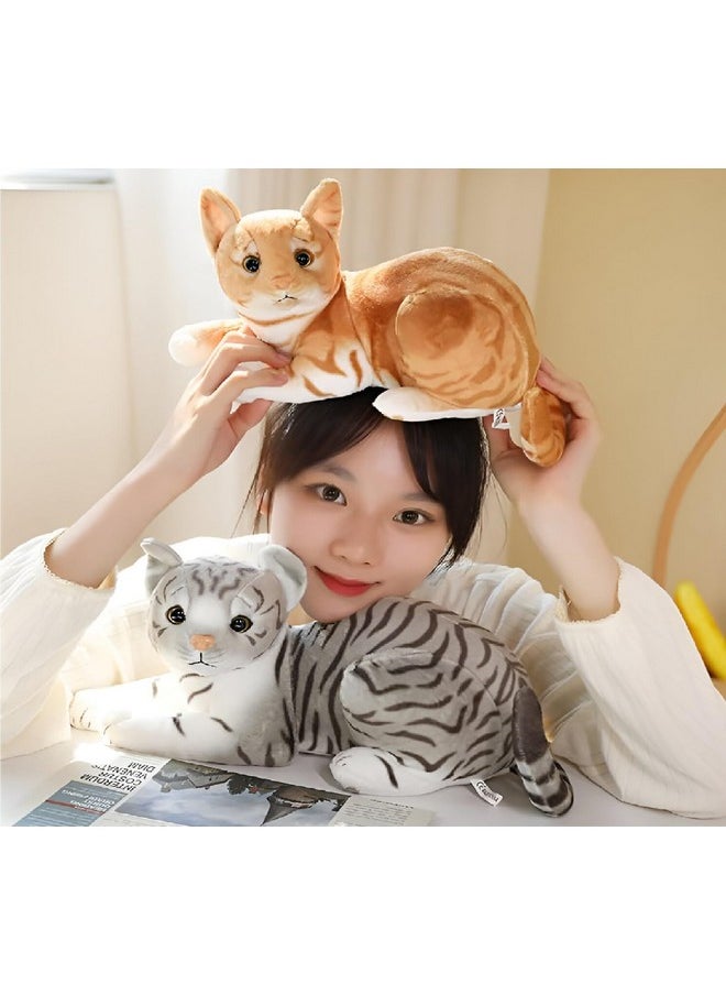 Cute Cat Soft Stuffed Plush Animal Toy For Kids Boys & Girls Birthday Gifts (Color: Grey; Size: 35 Cm)