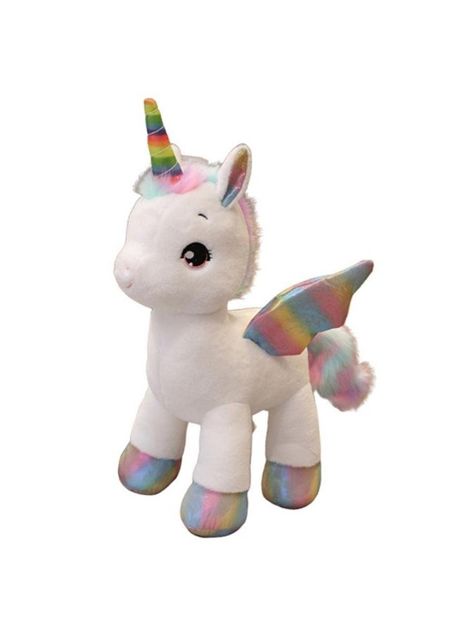 Cute Rainbow Unicorn Horse Soft Stuffed Plush Animal Toys For Kids Boys & Girls Birthday Gift (Color: White Size: 30 Cm)