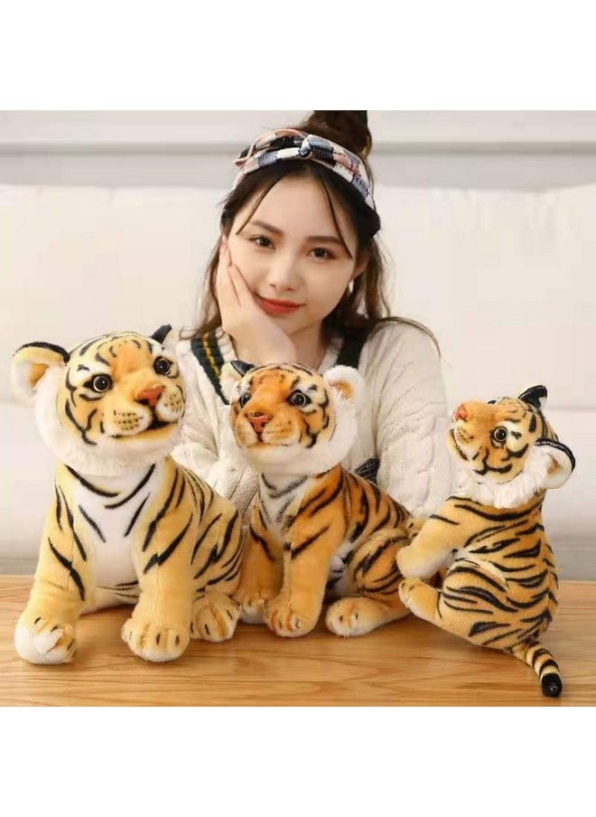 Siberian Jungle Tiger Soft Stuffed Animal Plush Toy For Kids Birthday Gifts Car (Color: Yellow & Black Size: 35 Cm)