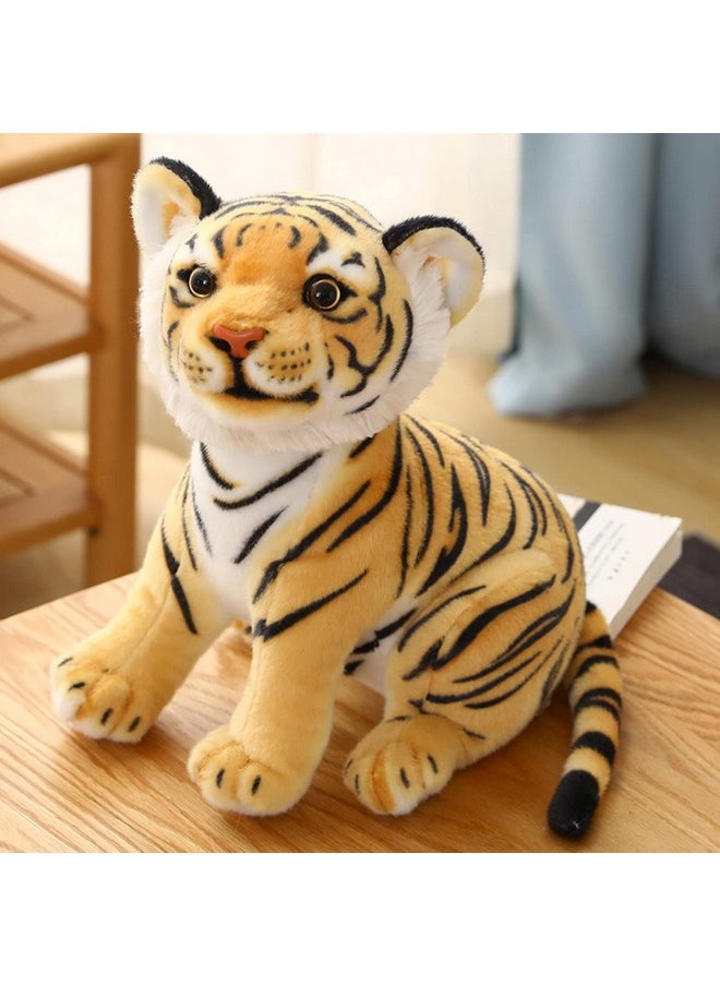 Siberian Jungle Tiger Soft Stuffed Animal Plush Toy For Kids Birthday Gifts Car (Color: Yellow & Black Size: 35 Cm)