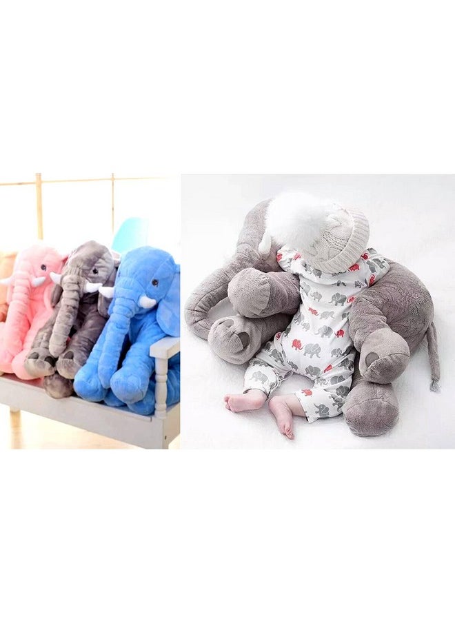 Big Size Fibre Filled Stuffed Animal Elephant Soft Toy For Baby Of Plush Hugging Pillow Soft Toy For Kids Boy Girl Birthday Gift (60 Cm, Grey Color)