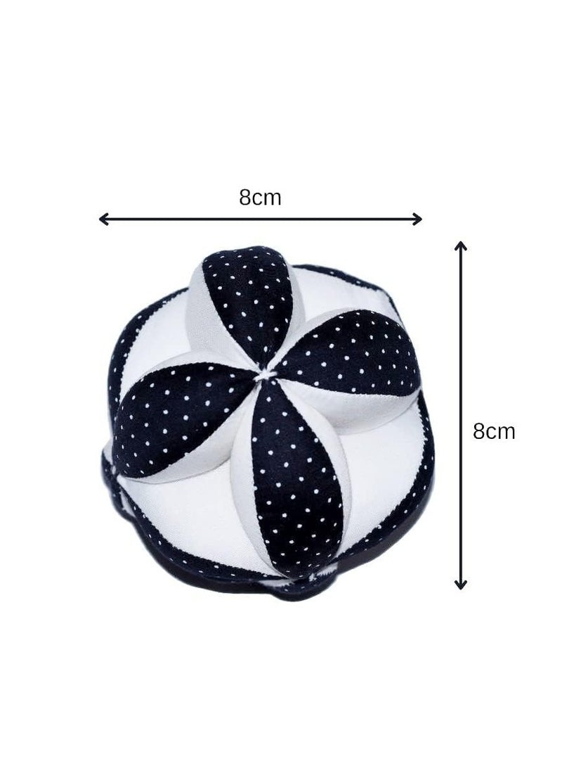 B4BRAIN Newborn Baby Rattle Clutch Ball | Hanging Toy Crib, Stroller, Car Seat | Montessori, Teething Safe | Soft, Black & White | Infant Development | Baby Shower Gift | 0,1,2,3,6 Months to 1 Year